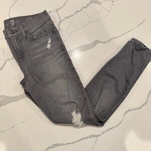 7 For All Mankind Women's Distressed Gwenevere Charcoal Jeans